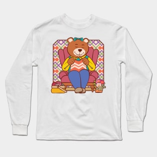 Bear Knitting in Chair Long Sleeve T-Shirt